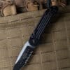 Microtech L.U.D.T., Auto Folding Knife, Tactical Partial Serrated, Black(135-2T)