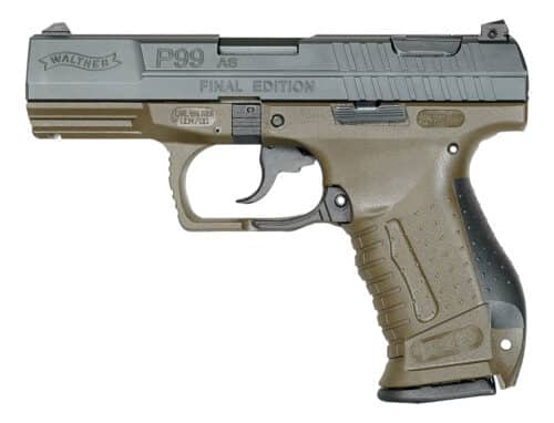 Walther Arms P99 Final Edition 9mm Luger 15+1, Black Cerakote Serrated/"Final Edition" Engraving Slide, OD Green Polymer Frame (2874172)