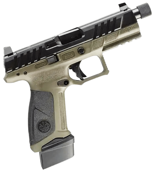 Beretta APX A1 Tactical 9mm Pistol Luger 21+1, Black Optic Cut/Serrated Slide, OD Green w/Black Controls Aluminum Frame w/Picatinny Rail & Beavertail (JAXA1F921TAC
