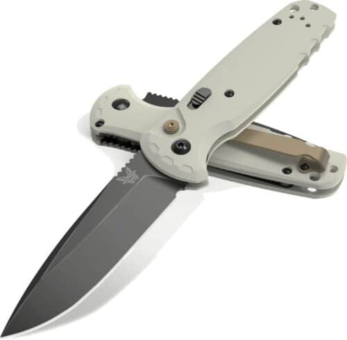 Benchmade, CLA AUTO Folding Knife 3.4", CPM-MagnaCut Black DLC Battlewash Plain Blade, Ivory G10 Handles (4300BK-03 CLA)