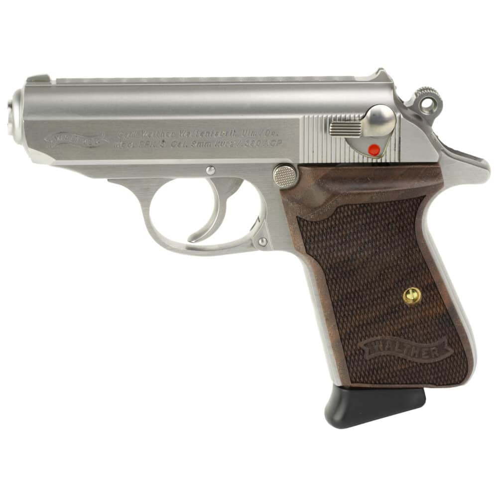 Walther, PPK/S, Semi-Automatic, Metal Frame Pistol, 380ACP, Stainless Steel, Walnut Grips (WA4796004WG)