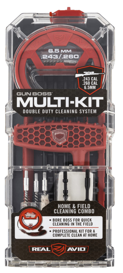Real Avid, Gun Boss, Multi-Kit, Home and Field Double Duty Cleaning, Fits .243, .260, 6.55mm (AVGBMK243)