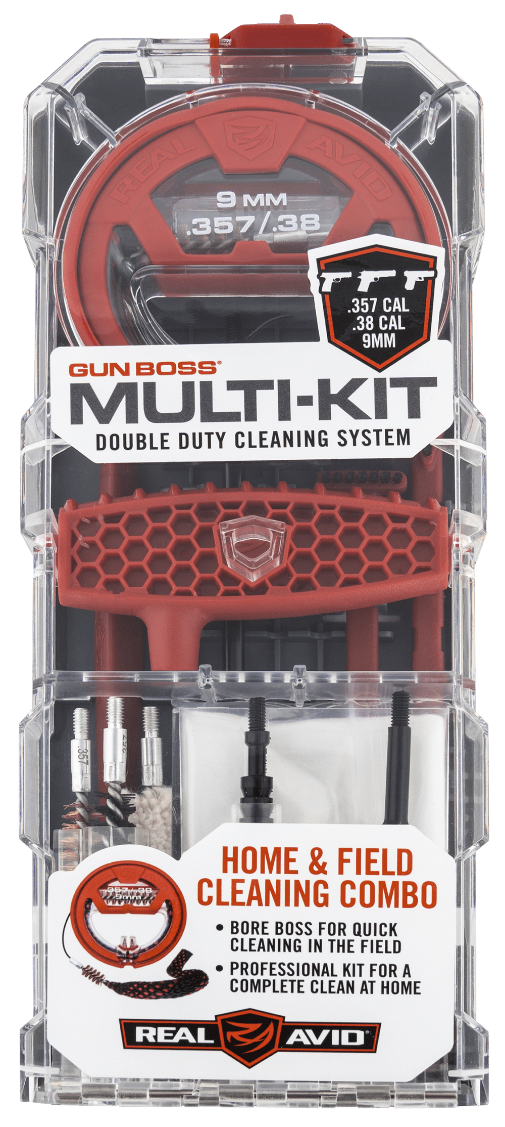 Real Avid, Gun Boss Multi Cleaning Kit, Fits .357, .38, and 9mm (AVGBMK9MM)