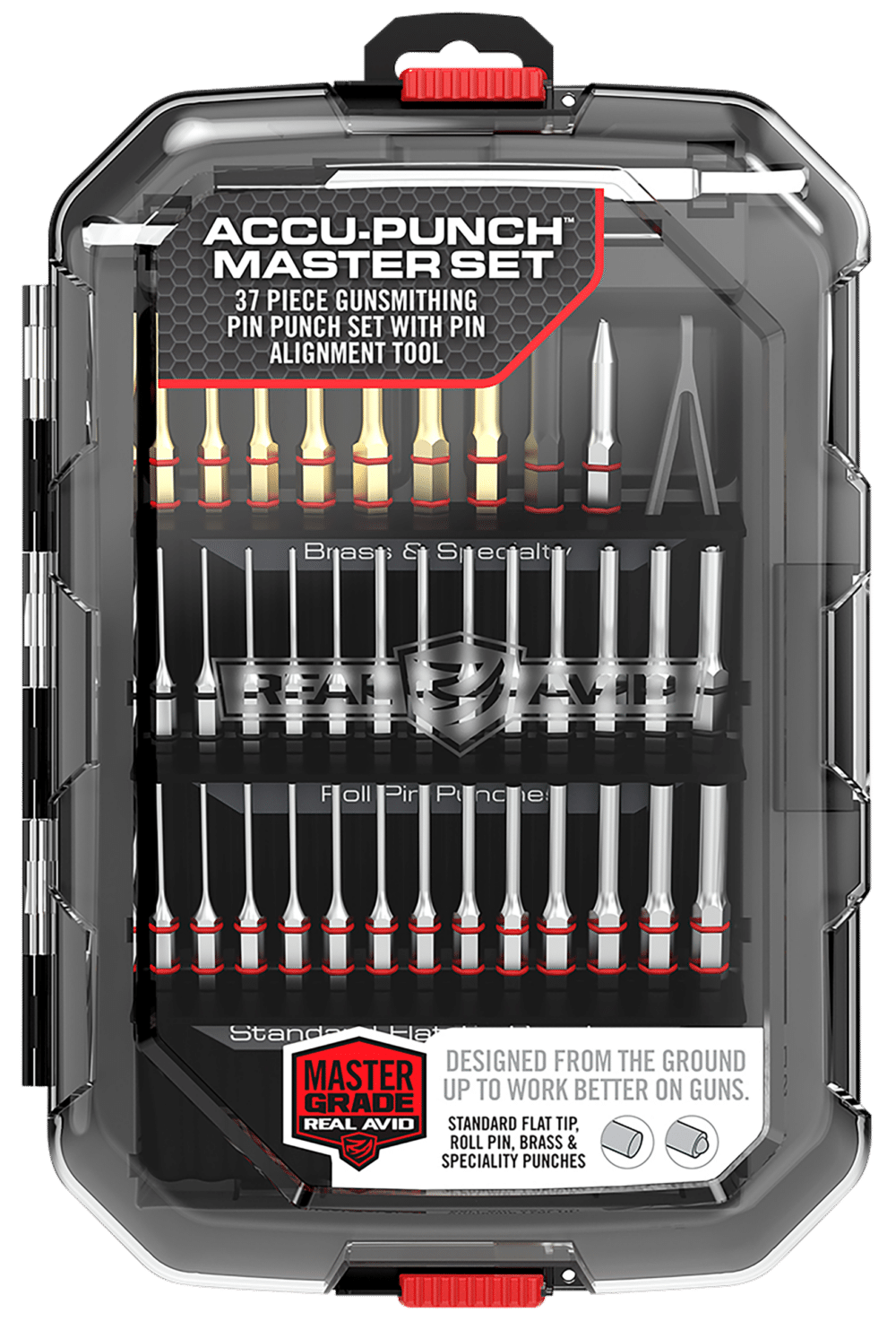 Real Avid, Accu-Punch Master Set, Universal Firearm, 37 Pieces, Black (AVMAPS)