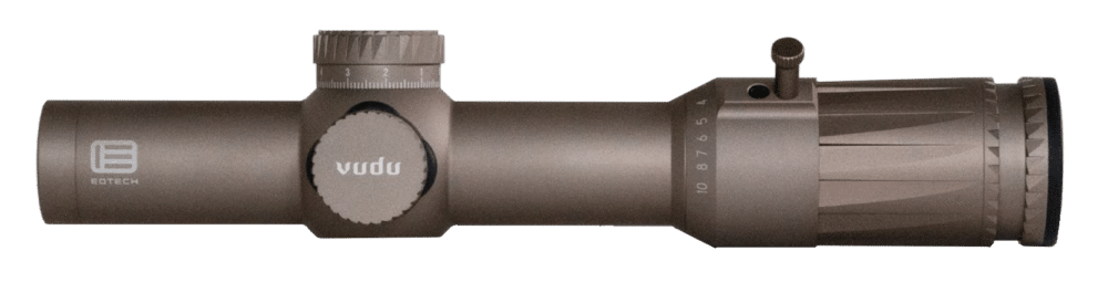 EOTech Vudu 1-10x28mm Riflescope, 34mm Tube, First Focal Plan, SR4 MOA Reticle, Tan (VDU1-10FFSR4TAN)