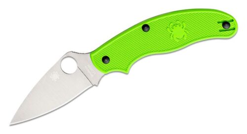 Spyderco UK Penknife Salt Folding Knife, Leaf Shaped Plain Blade, Green FRN Handles (C94PGR)