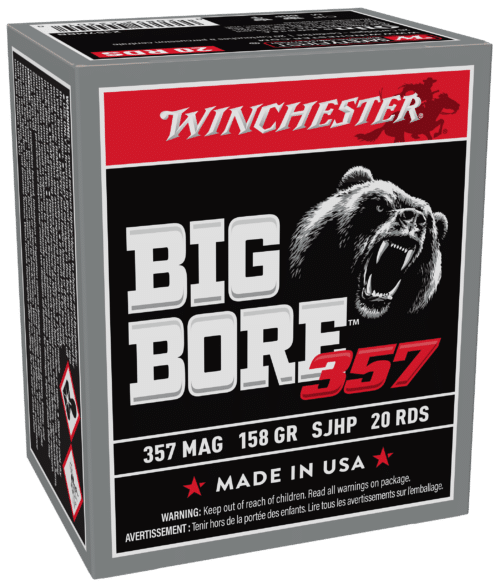 Winchester Ammo, Big Bore 357 Mag,158 Gr, Semi Jacketed Hollow Point, 20 Rd Box (X357MBB)