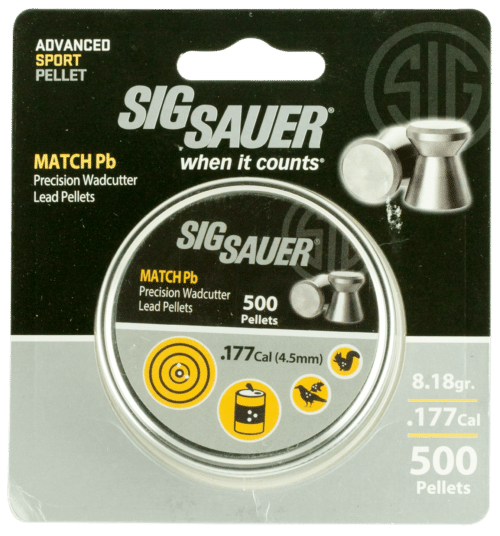 Sig Sauer ,Match .177 Airgun Pellet, Lead, Flat Nose (AIR-AMMO-MATCH-PB-177-500)