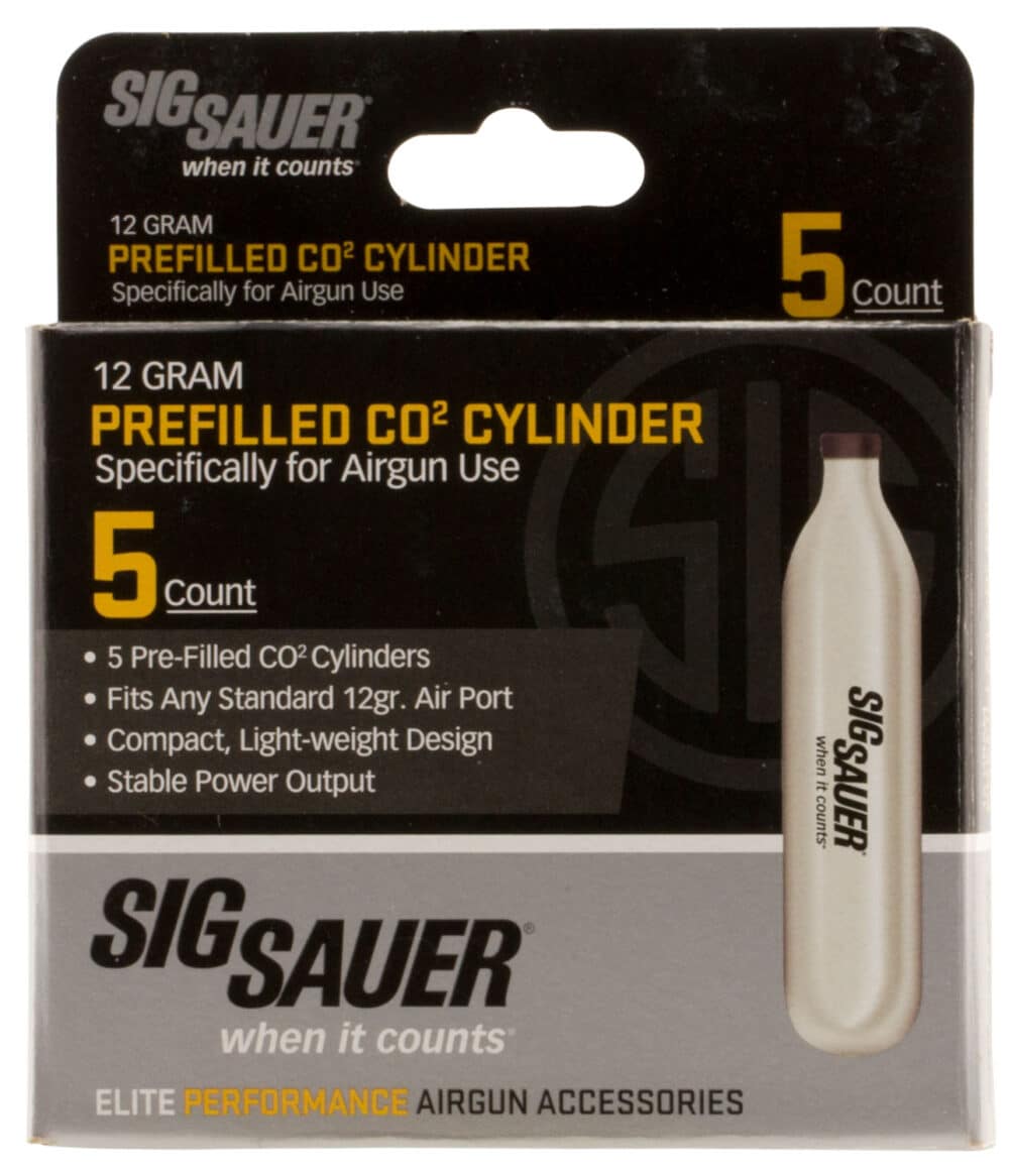 Sig Sauer Airguns CO2 Cylinders, 12Gram, 5 Per Pack (AC-12-5)