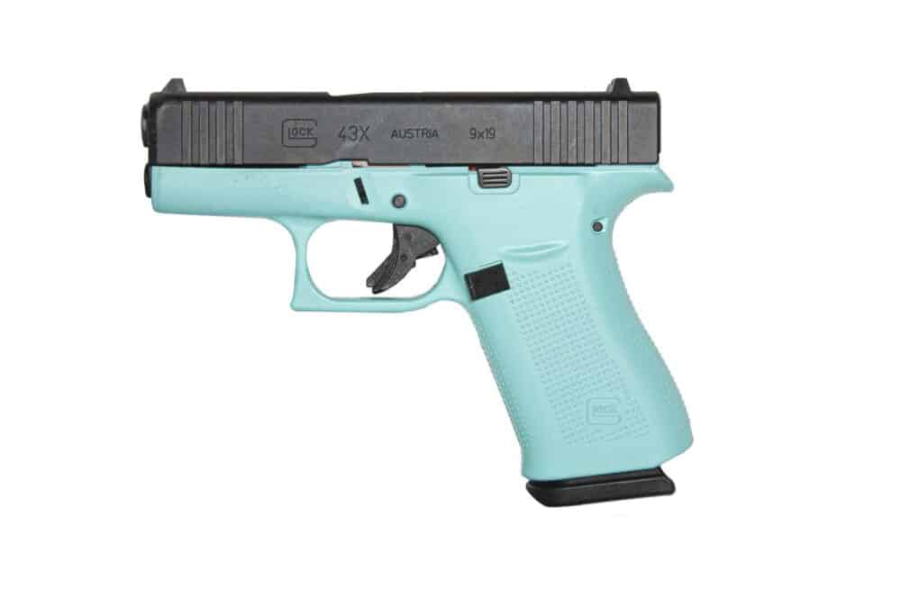 Glock 43X, Semi-Auto, 3.6" Barrel, 10 + 1, 9mm Pistol, Robin Egg Blue (GLOGUX4350201REB)