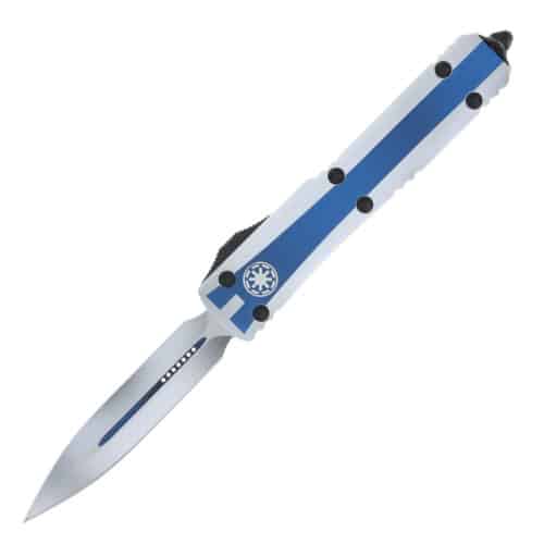 Microtech Ultratech, Clone Trooper, Double Edge Plain Dagger, White and Blue (122-1CO)
