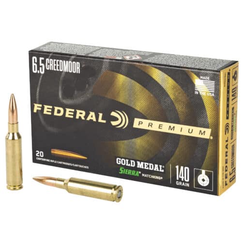 Federal, Gold Medal, 6.5 Creedmoor, 140 Grain, Sierra Match King Boat Tail Hollow Point, 20 Round (GM65CRD1)