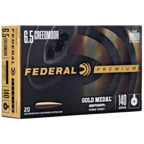 Federal, Gold Medal, 6.5 Creedmoor, 140 Grain, Berger Hybrid Target, 20 Round (GM65CRDBH2)