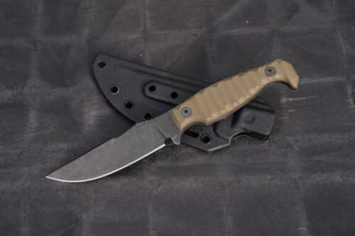 Survival Art Knives, SAK, Larua Combat Fixed Blade Knife, Coyote w/ Black Kydex Sheath (L-C-COY)