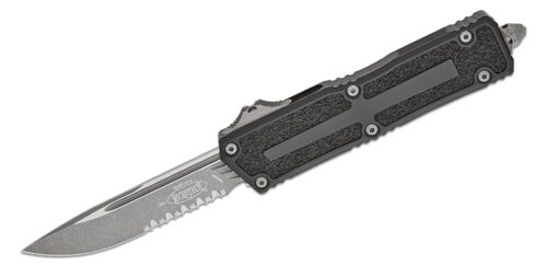 Microtech, Scarab Gen III, Out-The-Front, Drop Point, Partially Serrated, Black (1278-11AP)