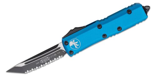 Microtech, UTX-85, Tanto, Full Serrated, Blue (233-3BL)