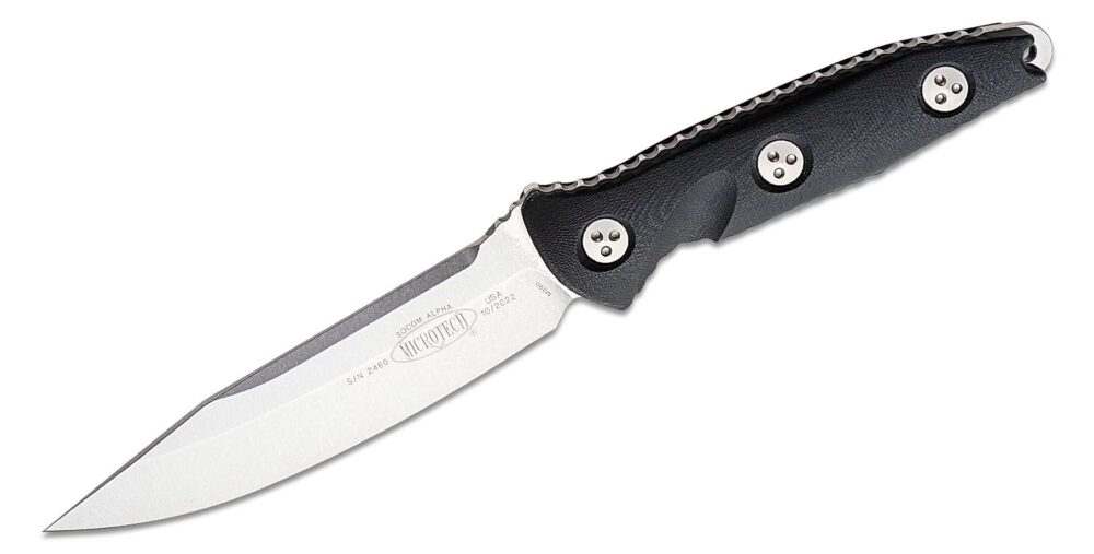 Microtech, SOCOM Alpha, Fixed Blade S/E, Stonewash Standard, Carbon Fiber Finish Kydex Sheath, Black (133-10)