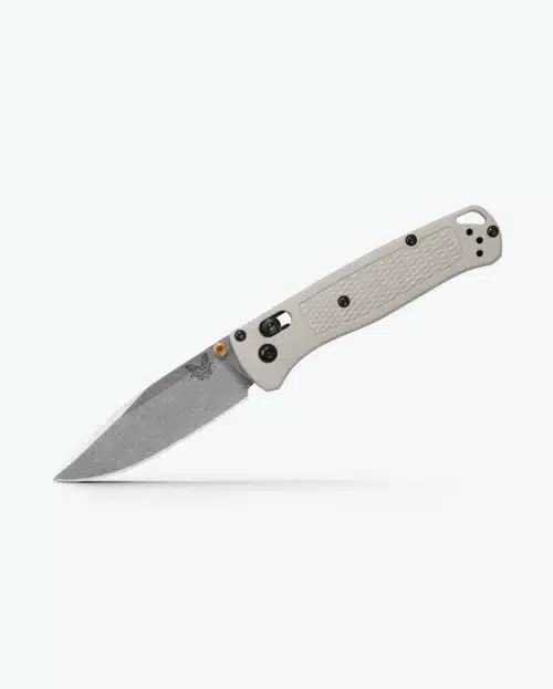 Benchmade, Bugout Folding Plain Edge Knife, Stonewash Blade, Tan Grivory Handle (535-12)