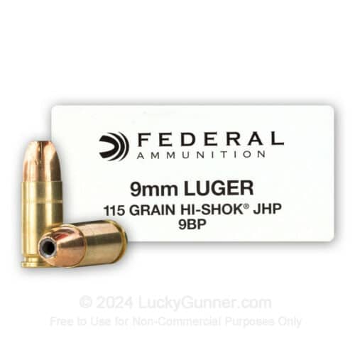 Federal, 9mm 115Gr, JHP Hi-Shok Ammunition (9BP)