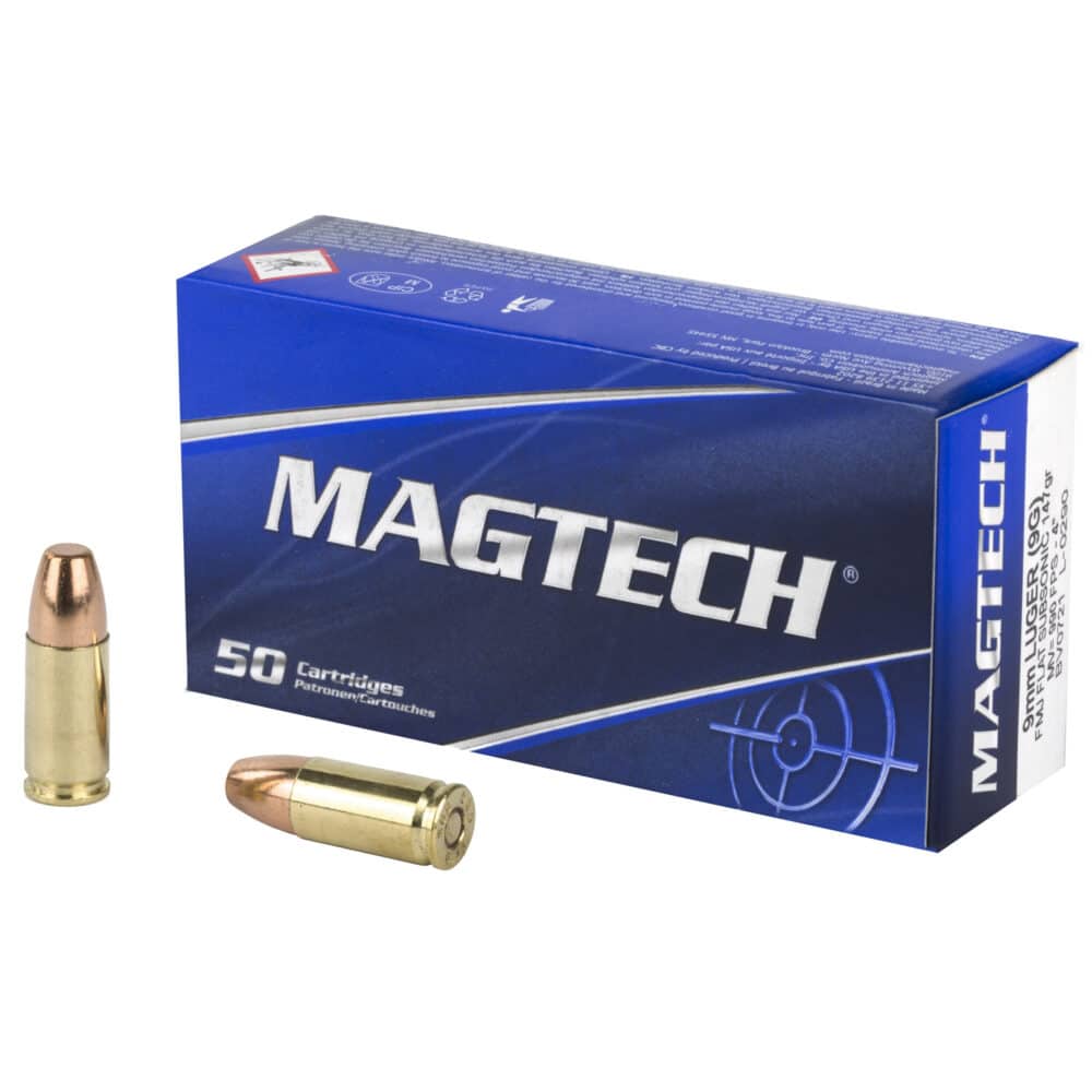 Magtech, 9MM, 147 Grain, Full Metal Jacket, Subsonic, 50 Round Box (9G)