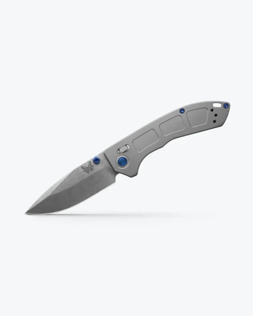 Benchmade, Mini Narrows, Manual Folding Knife, Plain Drop-Point Stonewash Blade, Gray (743)