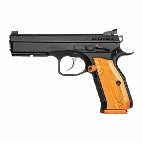 CZ, Shadow 2, Double Action/Single Action, Metal Frame Pistol, Full Size, 9MM, 17+1, Black with Orange Grips (91249)