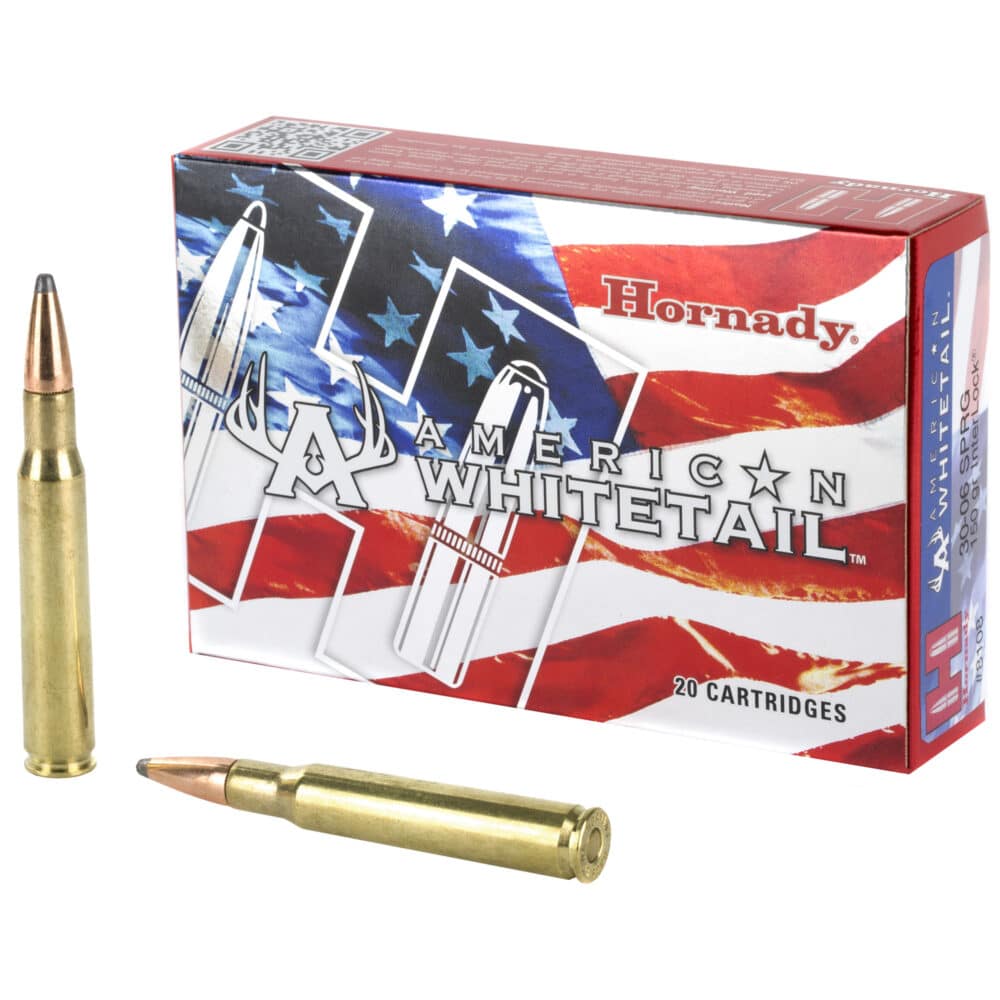 Hornady, American Whitetail, 30-06, 150 Grain, Interlock Soft Point, 20Rd (H8108)