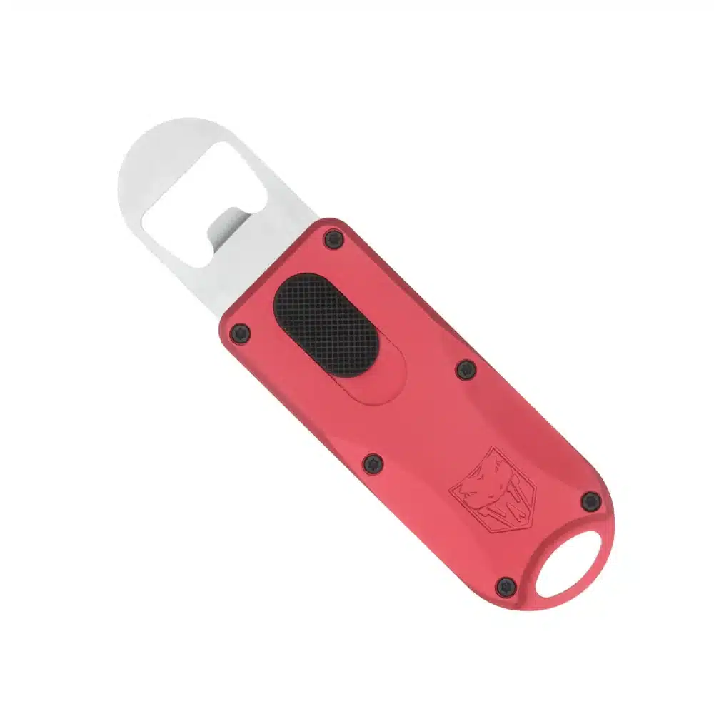 Cobratecn Knives, Out-the-Front Bottle Opener, Red (CTOTFBORED)