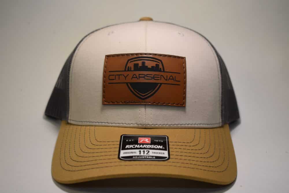 City Arsenal Tri-Color Hat, Leather Patch, Cream/Tan/Gray (CA-TRI-LEATHER)