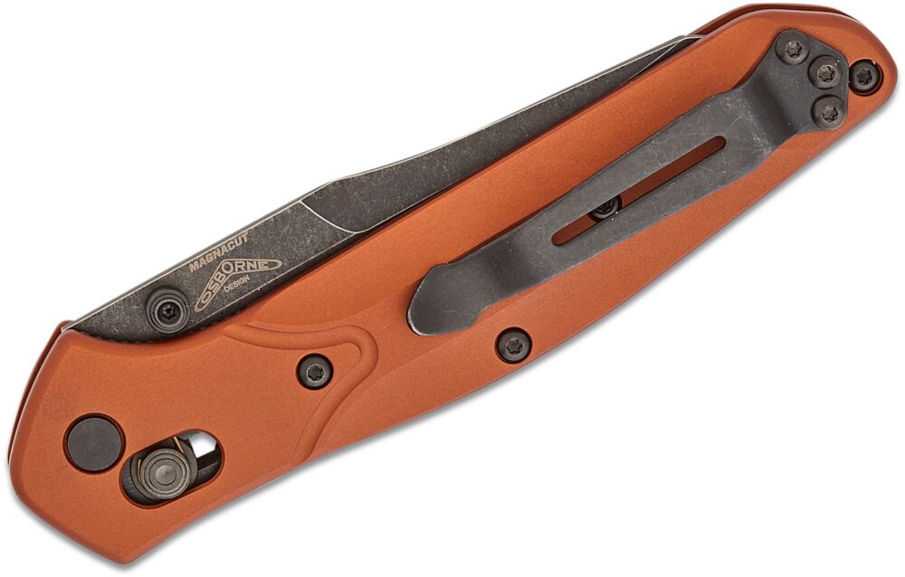 Benchmade, Osborne Folding Knife, 3.4" Reverse Tanto, CPM-MagnaCut Black DLC Battlewashed Plain Blade, Burnt Copper (940BK-03) - Image 4