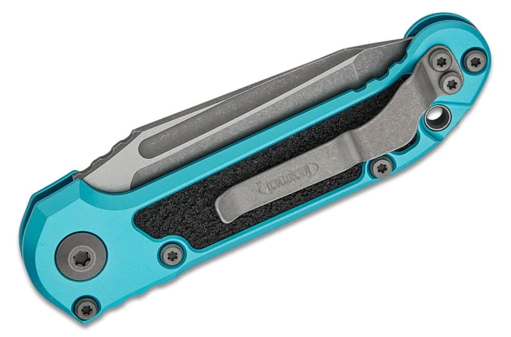 Microtech, LUDT Gen III AUTO Folding Knife, Apocalyptic Tanto, Turquoise w/ 3M Traction Tape Inserts (1136-10APTQ) - Image 5