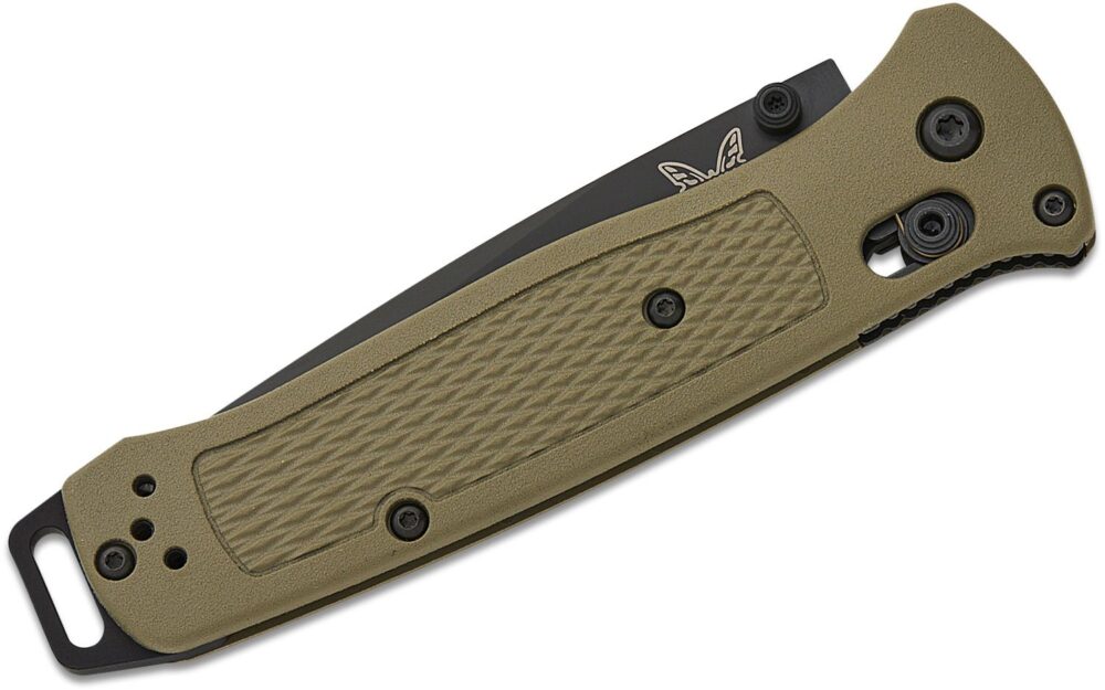 Benchmade, Bailout AXIS Folding Knife 3.38" CPM-S30V Graphite Black Cerakote Tanto Plain Blade, Ranger Green Grivory Handles (537BK-06) - Image 2