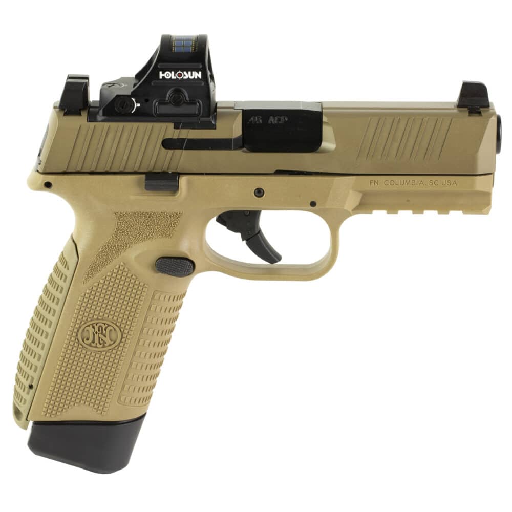 FN America, 545 MRD, W/Holosun 407C Red Dot Sight, Polymer Frame Pistol, Mid-Size, 45 ACP, 15+1, Flat Dark Earth (66-101918)