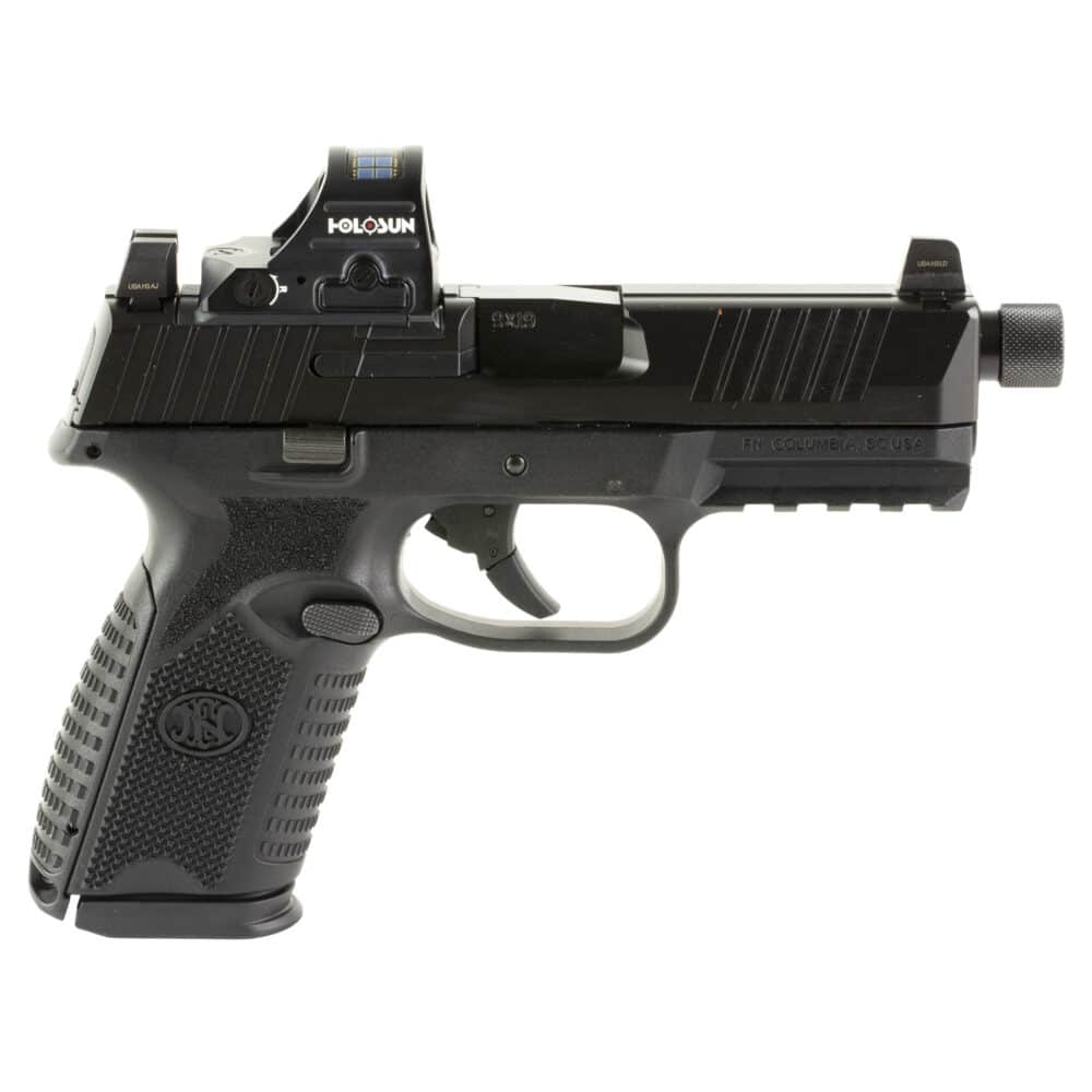 FN America, FN509M Tactical w/Holosun 407C Red Dot Sight, Striker Fired, Polymer Frame Pistol, Mid-Size, 9MM, Black (66-101936)