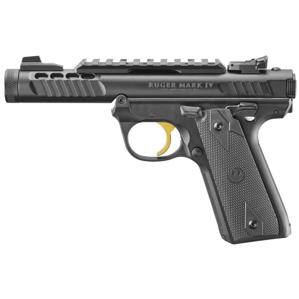 Ruger, Mark IV, 22/45 Lite, Single Action, Polymer Frame Pistol, 22LR, 4.4" Threaded Barrel, Black (43956) - Image 2