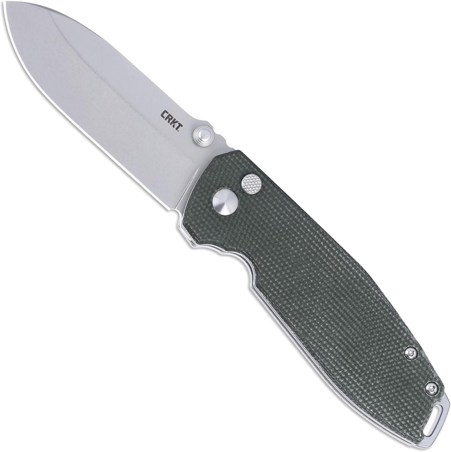 CRKT Squid XM Everyday Carry EDC Folding Knife with Button Lock, Plain Edge, Green Micarta (2495GR)