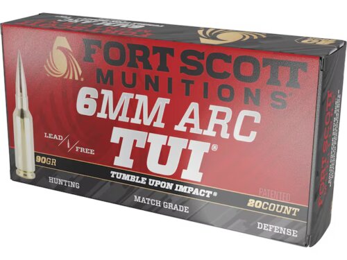 Fort Scott Munitions TUI 6mm ARC Ammo 90 Grain Solid Lead Free Box of 20 (FSMA6ARC090SCV2)