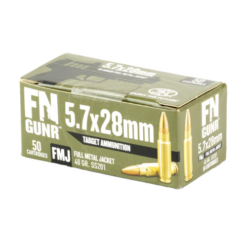 FN America, Gunner, Target Ammunition, 5.7X28MM, 40 Grain, Full Metal Jacket, 50 Round Box (10700032)
