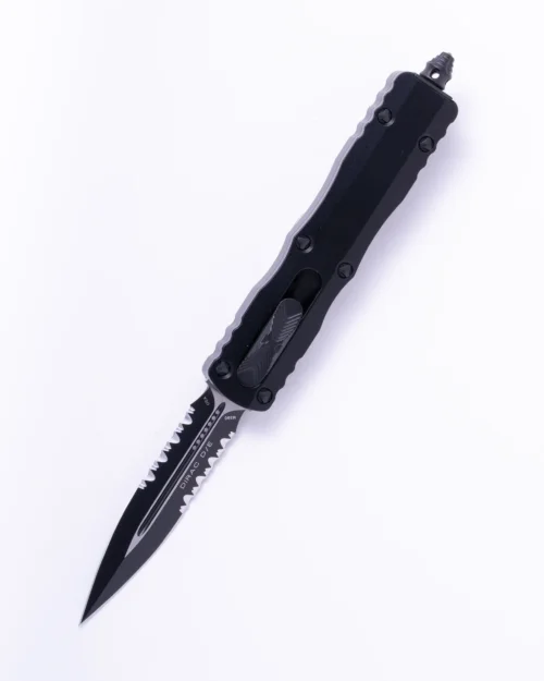 Microtech Dirac D/E Partial Serration Tactical Black OTF Knife (225-2T)