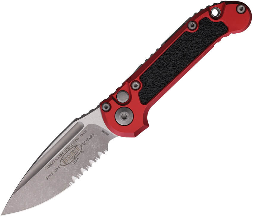 Microtech, LUDT Gen III Red Auto Knife 3.5in P/S Apocalyptic Drop Point, Red (1135-11APRD)