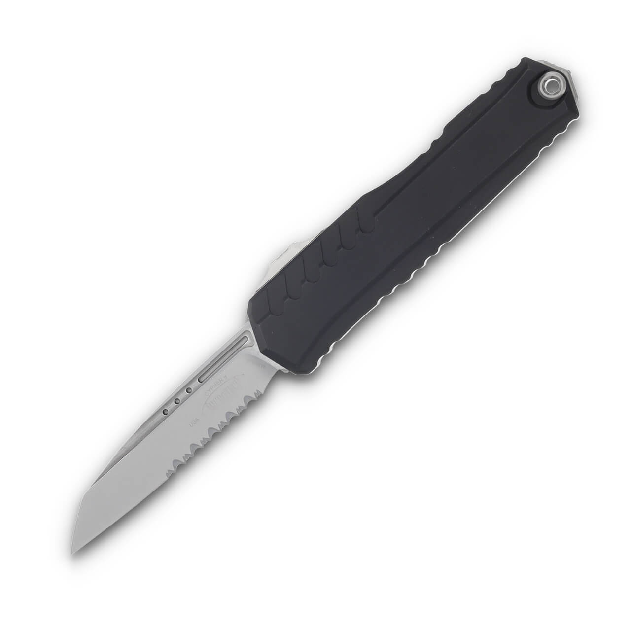 Microtech Cypher II Stonewash Partially Serrated, Black (1241-11) - Image 3