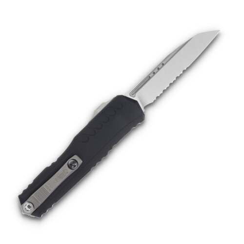 Microtech Cypher II Stonewash PartialSerrated,Black (1241-11)