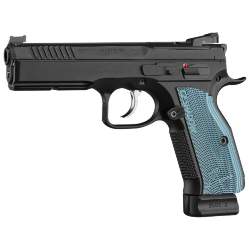 CZ, Shadow 2, Full Size, 9mm Pistol, Blue Aluminum Grips, Optic Ready (91251)