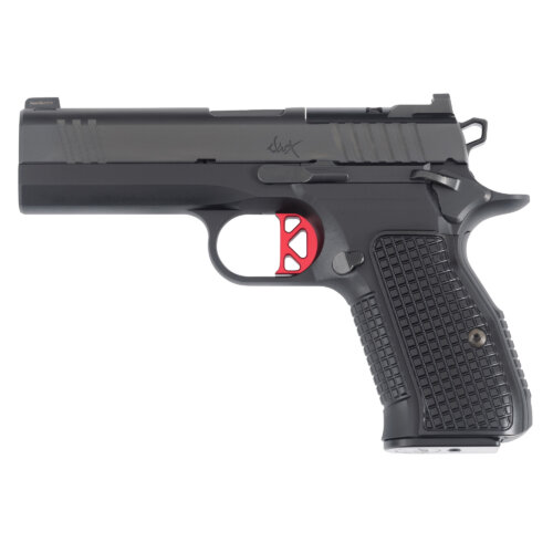 Dan Wesson, DWX Compact, Single Action Only, Semi-Automatic, Metal Frame Pistol, Compact, 9MM, 4" Match Grade Barrel, DLC Finish, Black, Aluminum Grips, Optics Ready Slide, Manual Safety, Front Tritium Night Sight, Blacked Out Rear Fixed Rear Sight, Skeletonized Safety, 15 Rounds, 1 Magazine