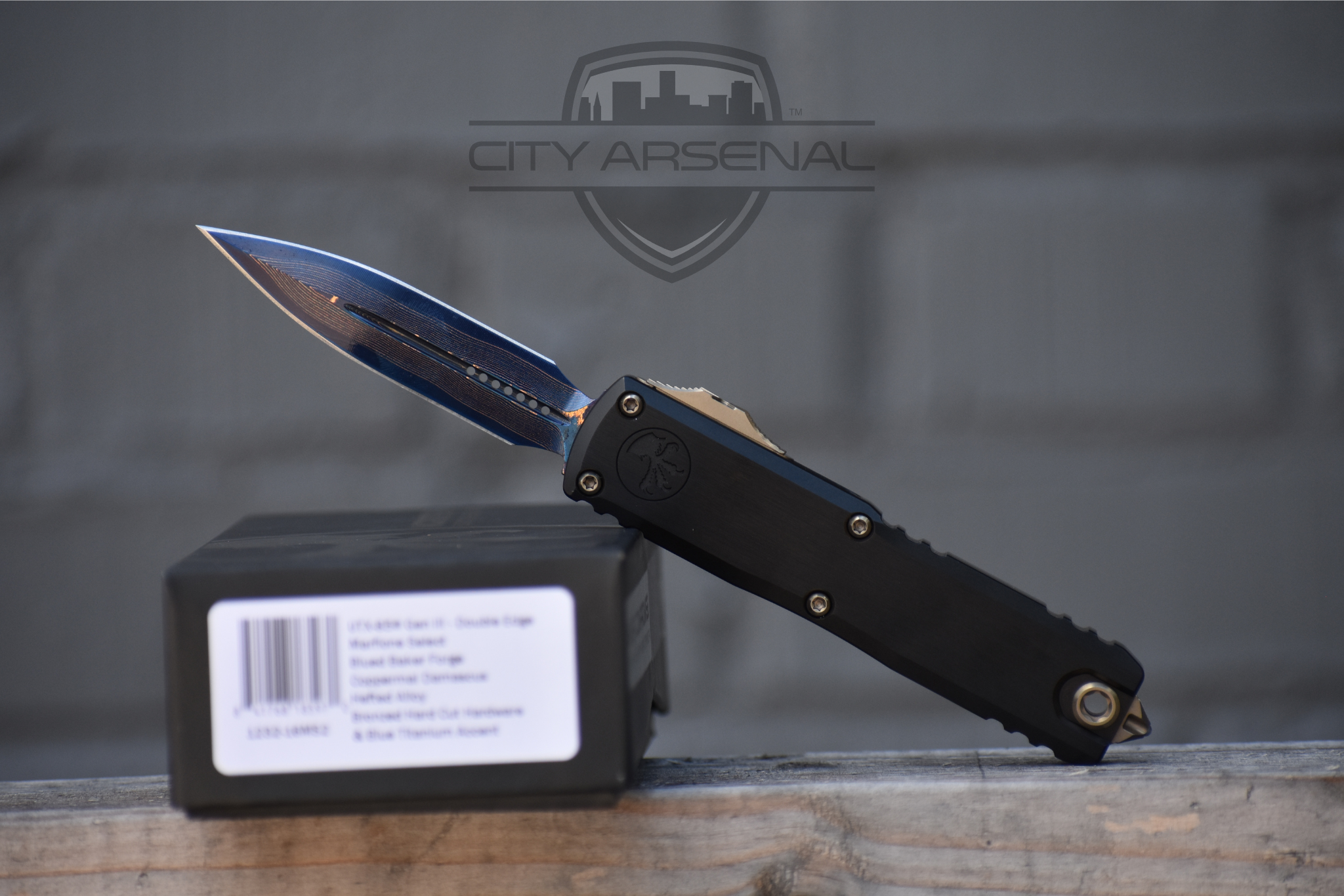 Microtech UTX-85 Marfione Select Gen III OTF Knife, Damascus D/E Blade (1232-16MS2)