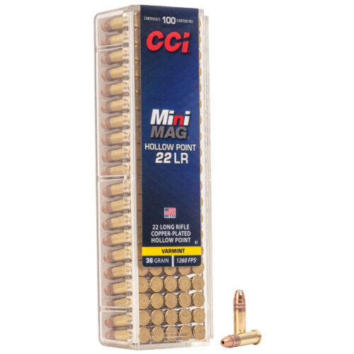 CCI Ammunition, Mini Mag, 22LR, Hollow Point, 100 Round Box (0031)