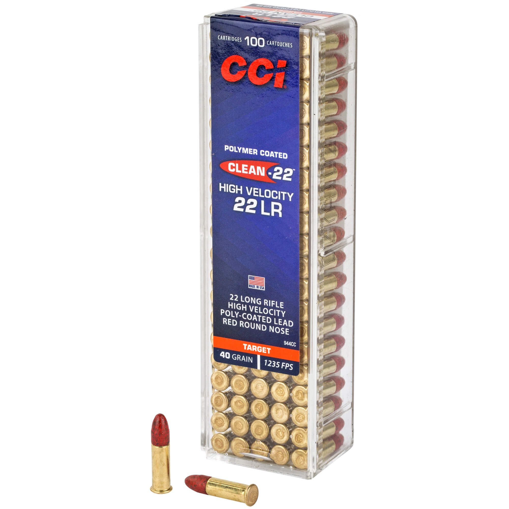 CCI, High Velocity, 22 LR, 40 Grain, Lead Round Nose, 100Rd (944CC)