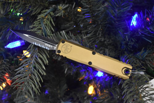 Microtech, UTX-85 IV, Part Serrate, Tan (12324-2TA)