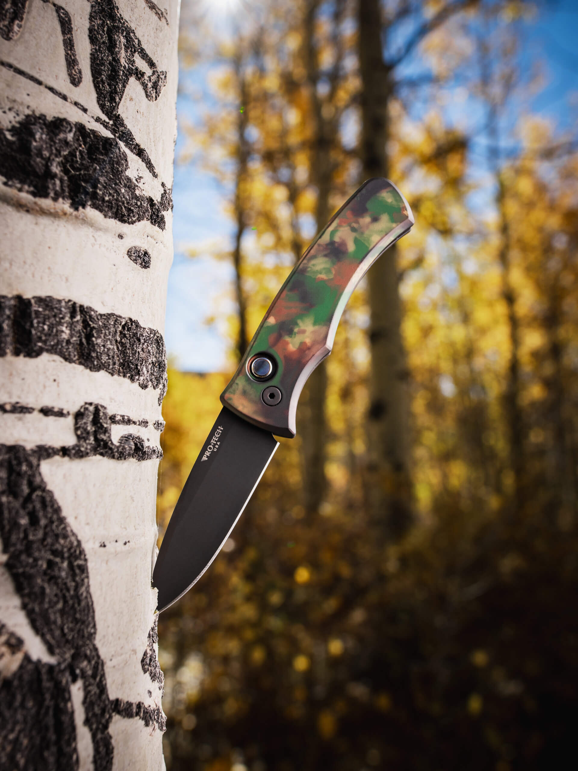 Pro-Tech Knives, Duke 2, Automatic Knife, Woodland Camo Aluminum (DUKE2103-WOODLAND) - Image 3