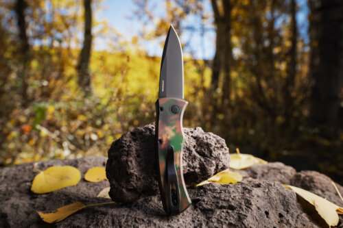 Pro-Tech Knives, Duke 2, Automatic Knife, Woodland Camo Aluminum (DUKE2103-WOODLAND)